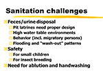 Sanitation challenges